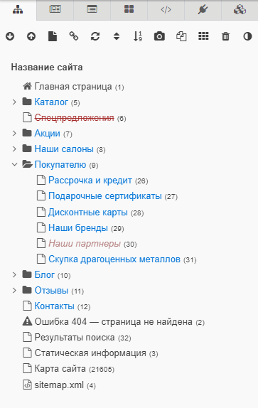 Дерево ресурсов в админ-панели Evolution CMS